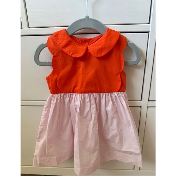 NWOT Jacadi 18 Months Baby Girl Scalloped Collar Color Block Dress - Picture 1 of 5